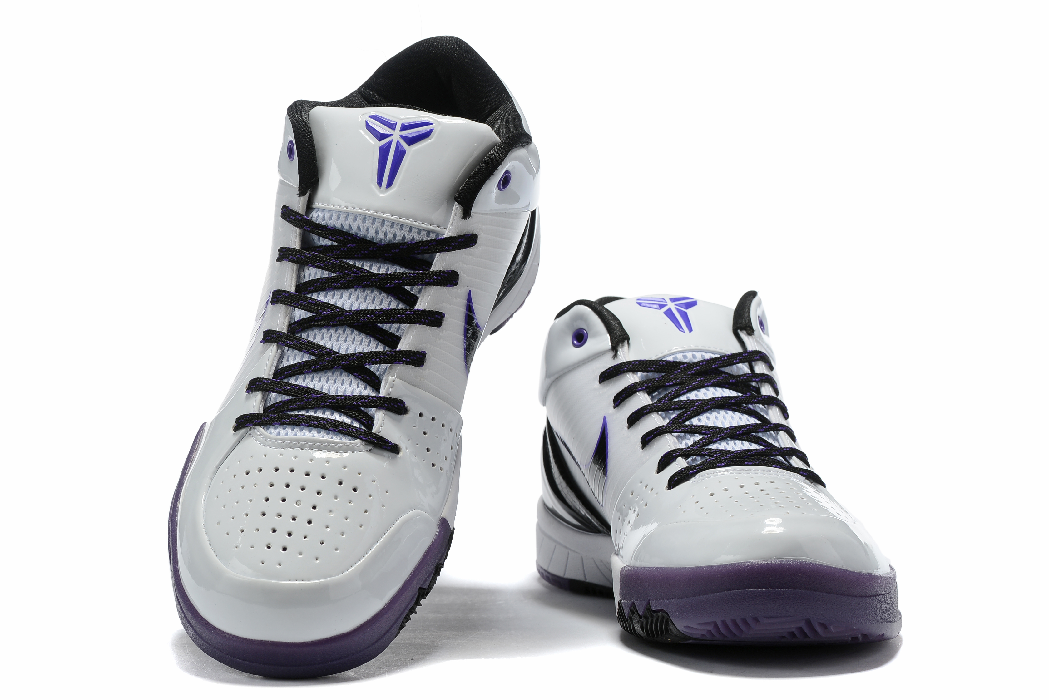 New Nike Kobe Bryant IV White Purple Black Shoes